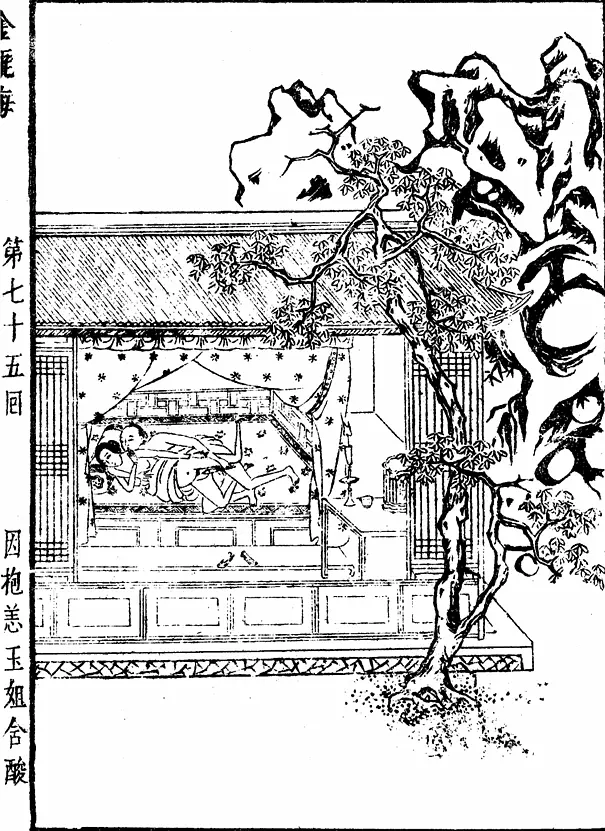 金瓶梅崇祯本插图:因抱恙玉姐含酸